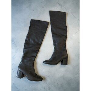 VIA SPIGA Black Leather Knee High Pull On Boots Size 7